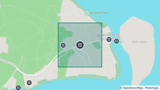 Map of Planned Power Outage — Lemon Tree Passage and nearby items