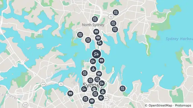 Map of Sydney Harbour Bridge (South) and nearby items