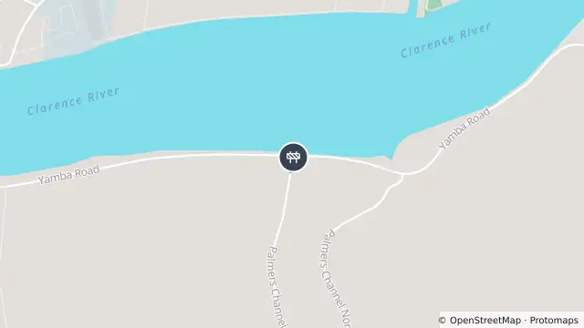 Map of Scheduled Roadwork Upgrade — South Bank Road, Palmers Island and nearby items