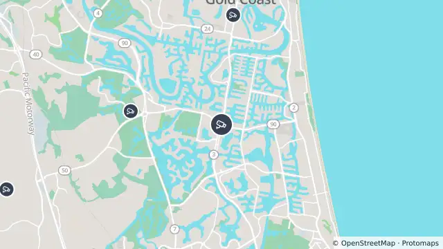 Map of Broadbeach Waters - Nerang-Broadbeach Road & Bermuda Street - North and nearby items