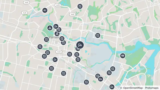 Map of James Ruse Drive (Rosehill) and nearby items