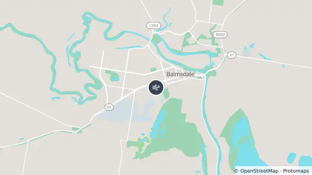 Map of Bairnsdale and nearby items