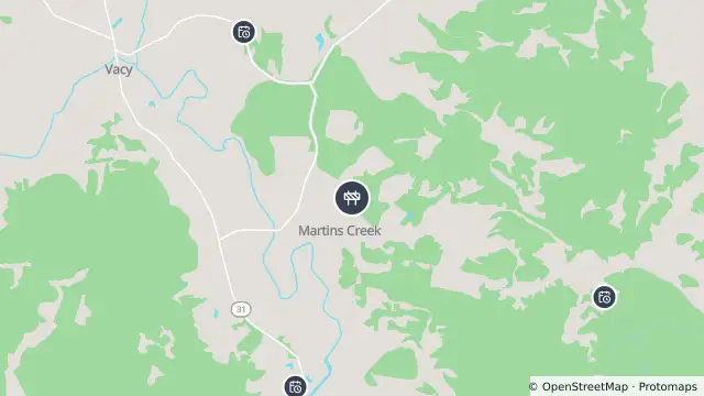 Map of Scheduled Roadwork — Cory Street, Martins Creek and nearby items