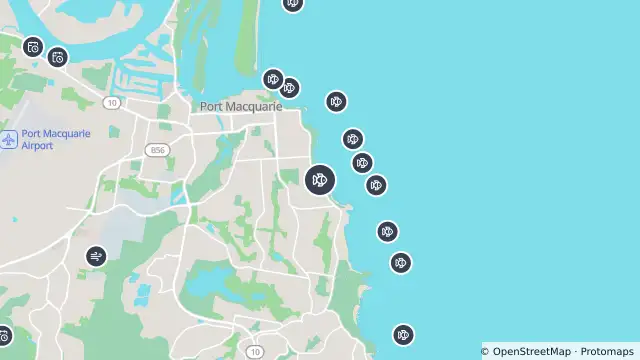 Map of Drone Surveillance Location — Flynns Beach and nearby items