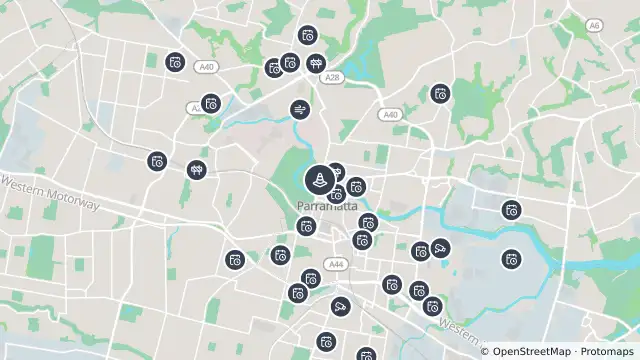Map of Rugby League World Cup — O'connell Street, Parramatta and nearby items