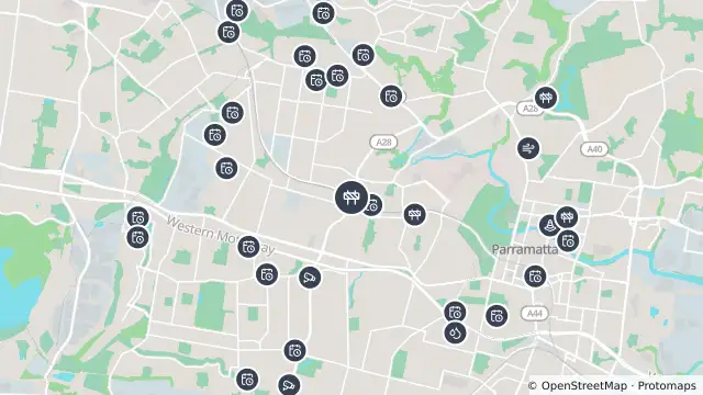 Map of Scheduled Roadwork Utilities — Cumberland Highway, Wentworthville/Constitution Hill and nearby items
