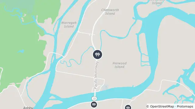Map of Scheduled Roadwork Bridge Work — Pacific Motorway, Harwood and nearby items