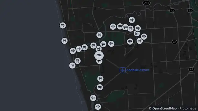 Map of Mowing — Tapleys Hill Road, Adelaide Airport and nearby items