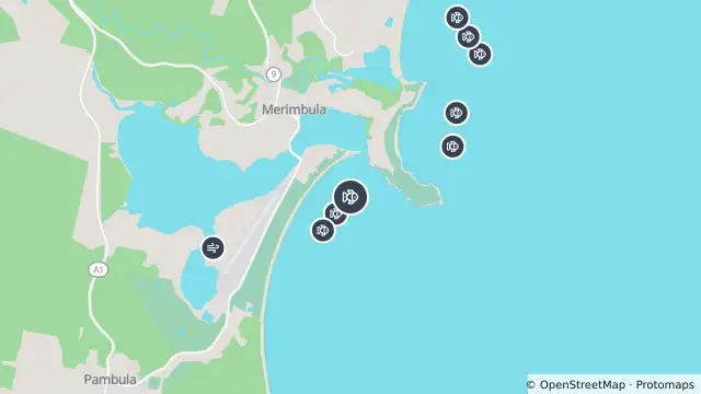 Map of Smart Drumline Location — Merimbula and nearby items