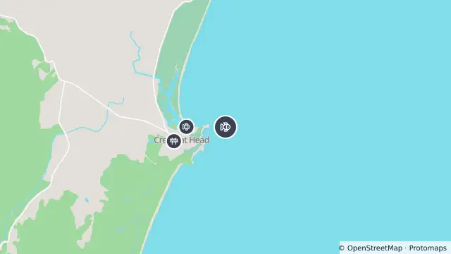 Map of Tagged Shark Receiver — Crescent Head Beach and nearby items