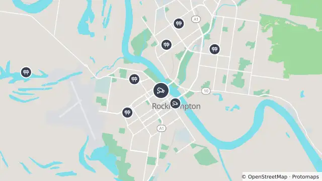 Map of Rockhampton - Neville Hewitt Bridge - Northeast and nearby items