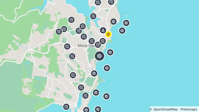 Map of Shark Net Location — Mona Vale Beach and nearby items
