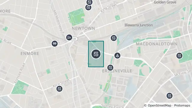 Map of Planned Power Outage — Erskineville, Newtown and nearby items