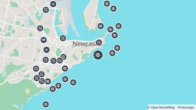 Map of Tagged Shark Receiver — Newcastle Beach and nearby items