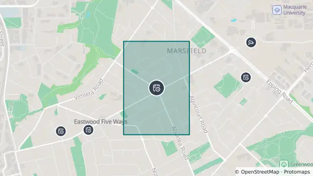 Map of Planned Power Outage — Eastwood, Epping, Marsfield and nearby items