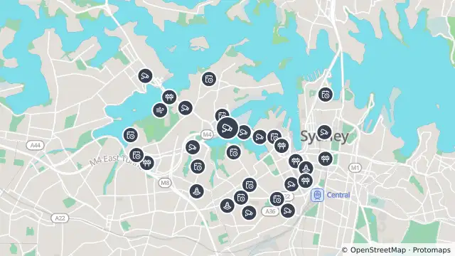 Map of Anzac Bridge (Eastbound) and nearby items